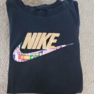 Vintage Nike Kids Black Tee Shirt with Gold and Multicolor Logo